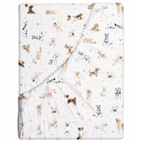 Prześcieradło bawełniane z gumką we wzory 90x200 materiałowe pieski 189Nbe