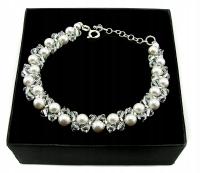 ARSYLION серебряный браслет с кристаллами и жемчугом белый