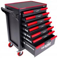 Wózek narzędziowy Tagred z 7 szufladami czerwony z centralnym zamkiem