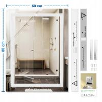 Lustro LED do Łazienki 80x60cm, Funkcja Anty-Para, 3 Barwy Światła, Przełącznik Dotykowy