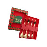 4 Sztuk Świąteczne Łyżki Widelce Zestaw Łyżeczki Do Herbaty Do Codziennego Użytku Drzewo Złote