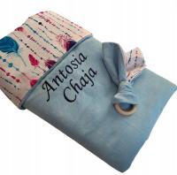 Kocyk 50x75 cm z haftem gratis uszko z gryzakiem dla dziecka prezent wózek