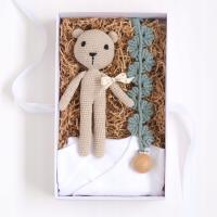 ZESTAW Miś Zawieszka do smoczka Body noworodek bawełna rozm. 56 Baby Shower