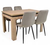 Раскладной стол 4 мягкие стулья Wotan sonoma artisan белый бежевый серый