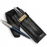 Skórzane etui na długopisy, pióro SOLIER SA12 czarne