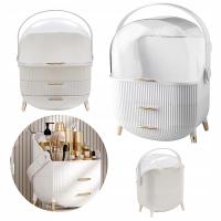 eVanda Organizer Szkatułka Kuferek Na Biżuterię Kosmetyki Biały Ryflowany