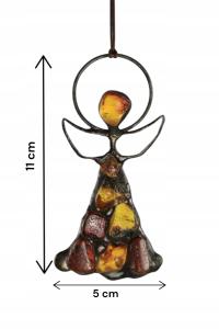 Anioł witraż Tiffany z bursztynem bałtyckim – dekoracja na okno i ścianę
