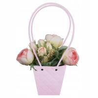 Fioletowa torebka kwiatowa 34cm na prezent ślub Dzień Matki upominek