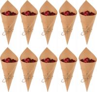 ZESTAW DEKORACYJNY PAPIEROWE ROŻKI KONFETTI ŚLUB WESELE IMPREZA 50SZT