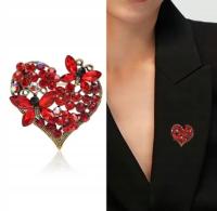 204 - Broszka-PIĘKNE KRYSZTAŁOWE SERDUSZKO- cyrkonie- NA PREZENT