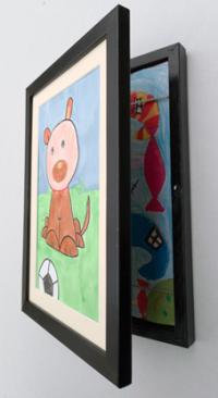 Рамка для детских рисунков детские картинки фото / черный / открывающийся / А4