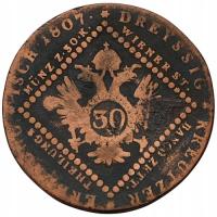 48529. Austria, 30 krajcarów, 1807r. - B (17.05g/37mm, delikatnie podgięta)