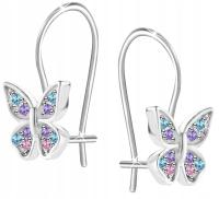 Srebrne kolczyki wiszące dla dziewczynki kolczyki motylki srebro próba 925