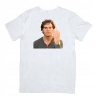 Biały T-shirt oversize bawełniany z nadrukiem dexter morgan
