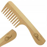 Grzebień DREWNIANY do włosów kręconych Z RĄCZKĄ do brody GORGOL WOOD COMB
