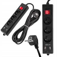 Удлинитель 3 м 3 розетки 2x USB LEDLUX