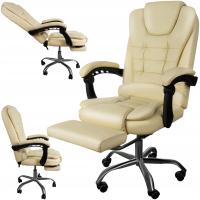 Вращающееся кресло для офиса, вращающееся кресло для стола, бежевое кресло с подставкой для ног