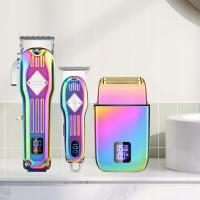 Profesjonalny akumulatorowy zestaw fryzjerski z wyświetlaczem LCD Razor 9 grzebieni prowadzących