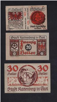KOLEKCJA AUSTRIA -- RATTENBERG -- 1920 rok, 3 sztuki, (N359)