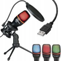 Микрофон для компьютера игровой USB студийный RGB