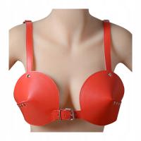 Regulowany biustonosz z wysokiej jakości skóry PU C717 - czerwony, uniwersalny