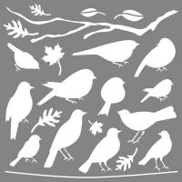Шаблон картины DecoArt, птицы, ветви, листья