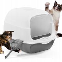 Zamknięta kuweta dla kota WERDANO PETS z Łopatką 50x35x35cm Szaro-biała