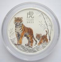 AUSTRALIA 2 $ 2022 LUNAR ROK TYGRYSA KOLOR 2 UNCJE SREBRO