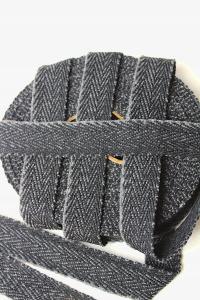 Wełniana Krajka Ręcznie Tkana Pas Pasek Owijacze 28 mm CZARNO - SZARA