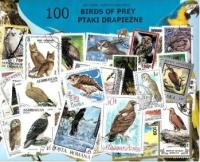 Zestaw 100 znaczków pocztowych - PTAKI DRAPIEŻNE
