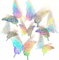 3D наклейка на стену бабочки бабочки серебряные украшения набор из 12 шт