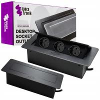 Настольная розетка выдвижная в кухонной столешнице тройная встраиваемая 3x 230V офис