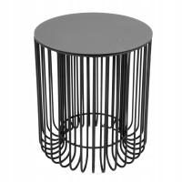 Mały Stolik kawowy metalowy okrągły składany do ogrodu gabion 40x35cm