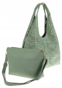 Torebka Damska Włoskiej marki ANDREA MASSI Ażurowa 2w1 Worek 23049 Green