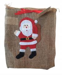 Worek świąteczny Mikołaj jutowy 25 x 30 cm