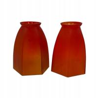Klosze szklane vintage czerwono-pomaranczowe szesciokatne