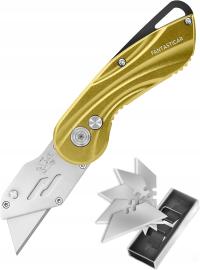 Nóż Składany z Ostrzami Trapezowymi Złoty