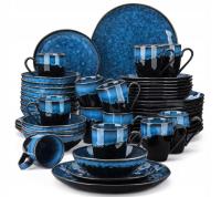 Serwis obiadowy STARRY niebieski zastawa kamionka 48szt 12 osób JAKOŚĆ
