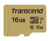 TRANSCEND 16 GB karta micro SD HC 500s UHS U3 MLC 95MBs uszk. opakowanie