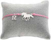 Bransoletka sznurkowa z konikiem konik koń dowolna LITERKA SREBRO 925