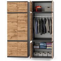 Szafa na ubrania Wysoka Garderoba 80cm Antracyt Wotan Sypialnia 6 drzwi