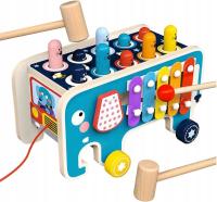 МОНТЕСОРРИ ГОЛОВОЛОМКА ДЕРЕВЯННАЯ ИГРУШКА СЛОН ТОЛКАТЕЛЬ СЛОН