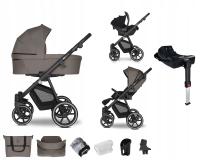 Wózek dziecięcy 4w1 EMJOT EQ 2.0 wielofunkcyjny brązowy f.Cosmo baza isofix