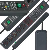 Przedłużacz listwa antyprzepięciowa, listwowy Brennenstuhl 3 m 6 szt. gniazd czarny