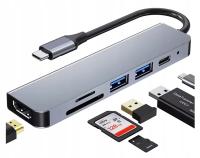 Adapter 6w1 HUB USB-C HDMI 4K SD Macbook Pro / Air M1 M2 M3 M4 M5 / SURFACE