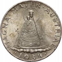 Austria, 5 szylingów 1934, Madonna z Mariazell