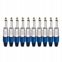 Blue 10pcs Mono/STEREO Sophomore Core Jack 6.35mm Wire Connector Audio Plug