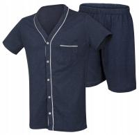 ElegantePrecio piżama męska SZARY ROZPINANY krótki rękaw