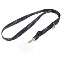 Adjustable Crossbody Phone Lanyard Black Marble