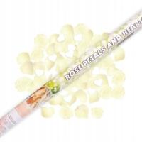 TUBA strzelająca konfetti płatki róż kremowe serca białe 80 cm party ślub